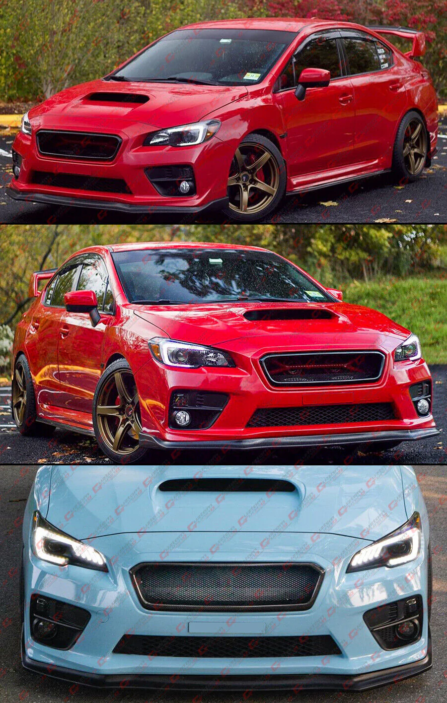 For 2015-2017 Subaru WRX STi VA JDM Gloss Black Badgeless Front Mesh Grill Grille - Image 3