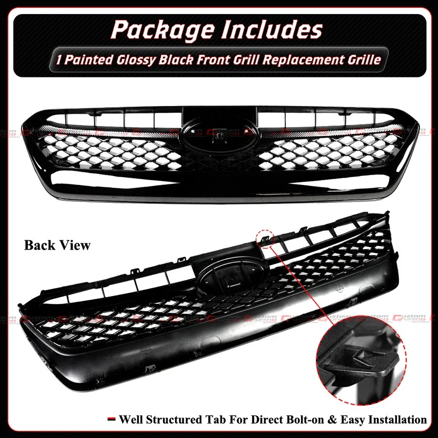 For 2015-2017 Subaru WRX STi VA OE Style Gloss Black Front Upper Mesh Grill Grille - Image 2