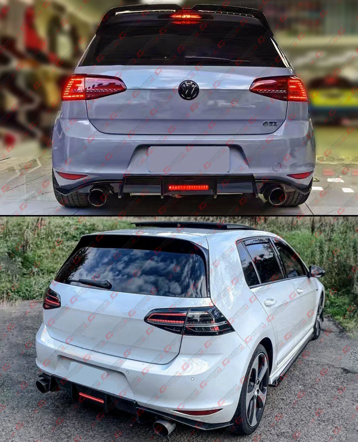 For 2015-2017 VW Golf GTI MK7 V Style Matte Black Rear Bumper LED Shark Fin Diffuser - Image 5