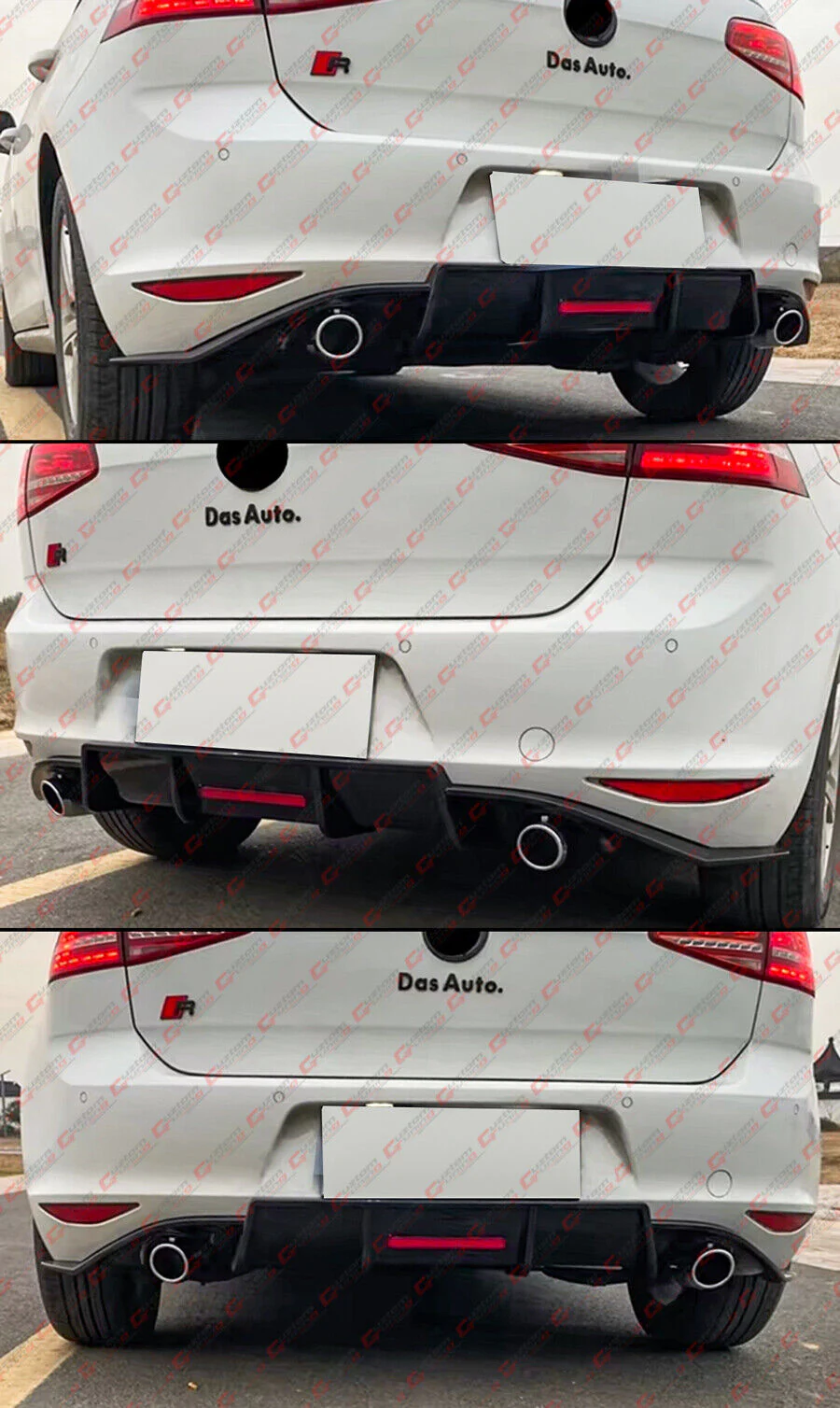 For 2015-2017 VW Golf GTI MK7 V Style Matte Black Rear Bumper LED Shark Fin Diffuser - Image 6