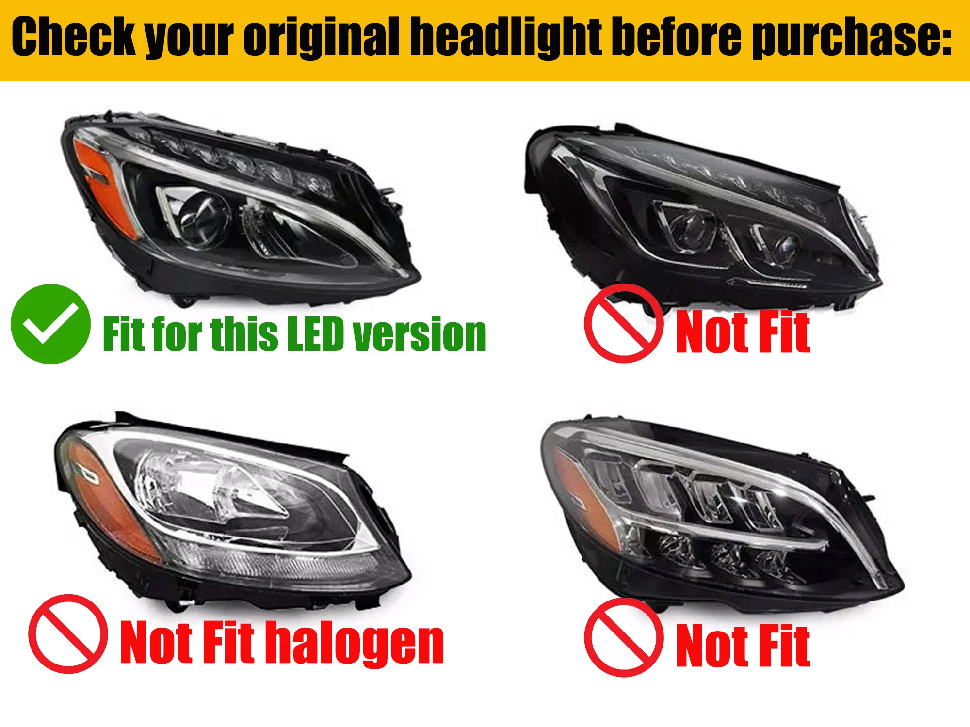 Left Driver Side LED Headlight for Mercedes C-Class W205 C300 2015-2018 Non-AFS - Image 3
