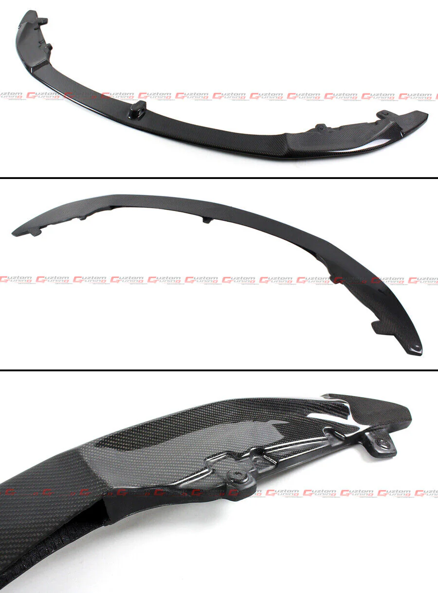 For 2015-2019 BMW F80 M3 F82 M4 Carbon Fiber MP Style Front Lip + Bumper Upper Fang Trim - Image 2