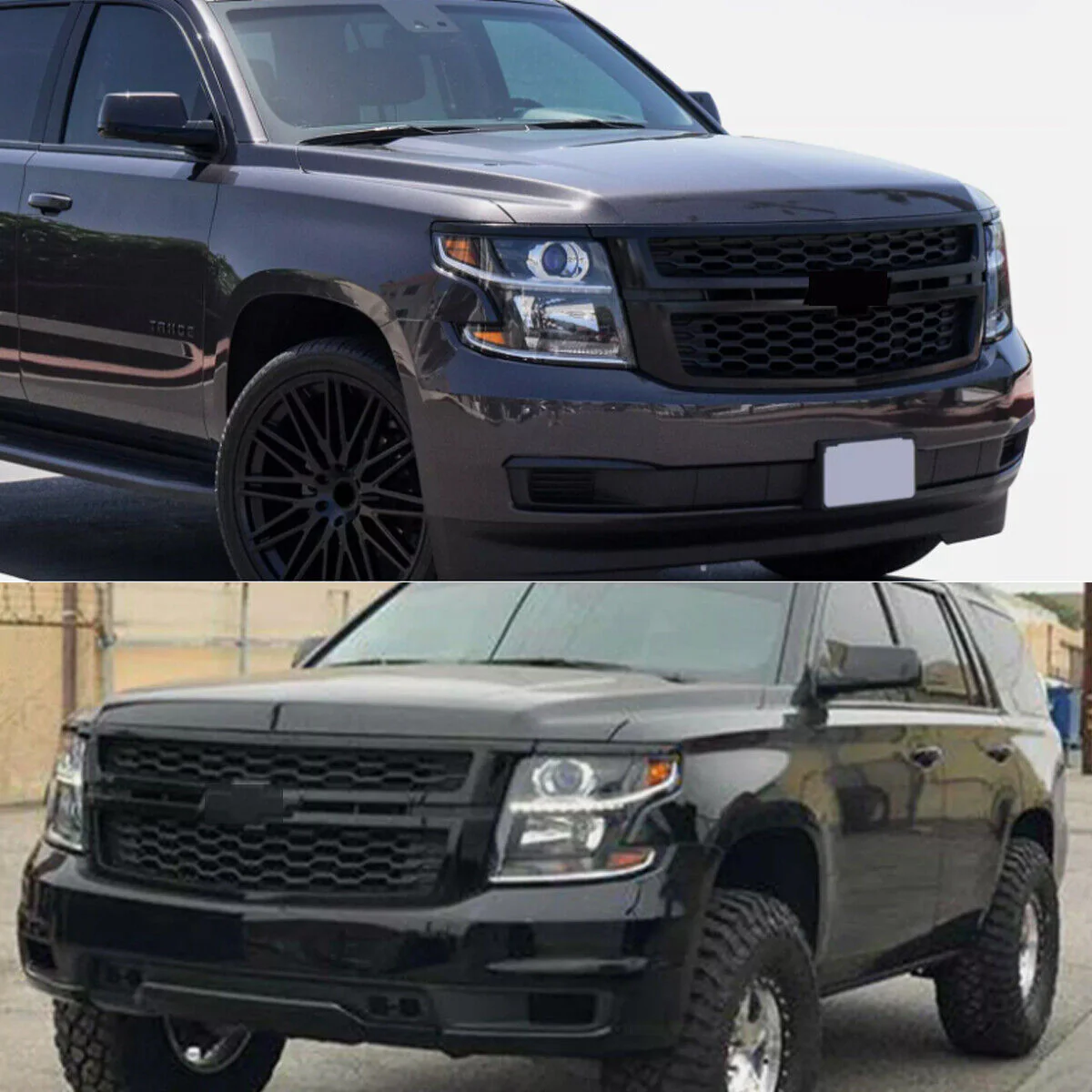 For 2015-2020 Chevrolet Tahoe Suburban LS LT Front Glossy Black Bumper Grille Grill - Image 2