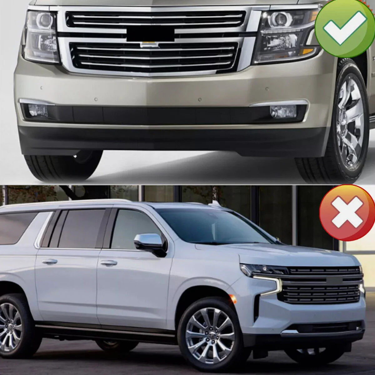 For 2015-2020 Chevrolet Tahoe Suburban LS LT Front Glossy Black Bumper Grille Grill - Image 3