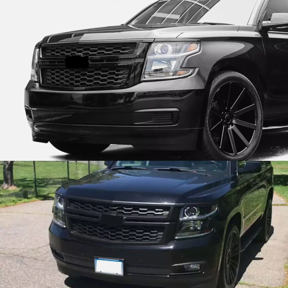 For 2015-2020 Chevrolet Tahoe Suburban LS LT Front Glossy Black Bumper Grille Grill - Image 4