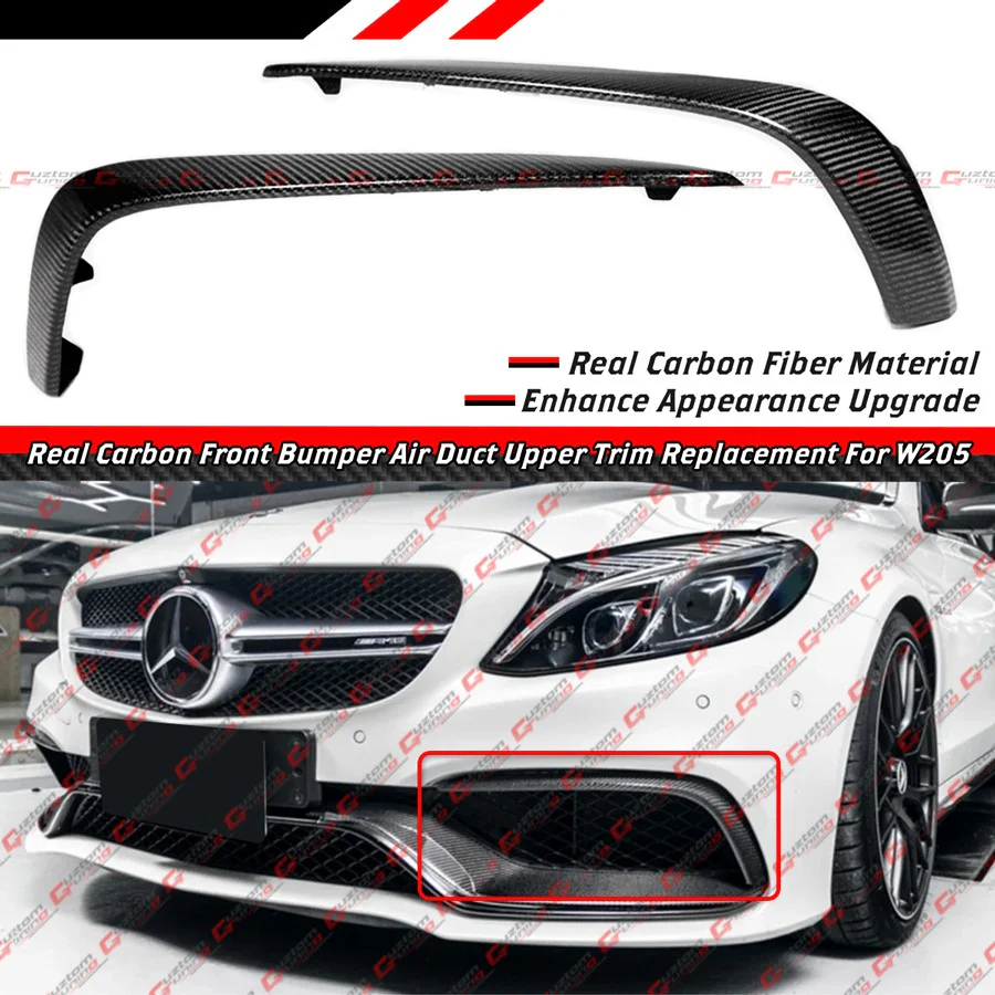For 2015-2021 Benz W205 C63 AMG Carbon Fiber Front Bumper Air Duct Trim Replacement - Image 2