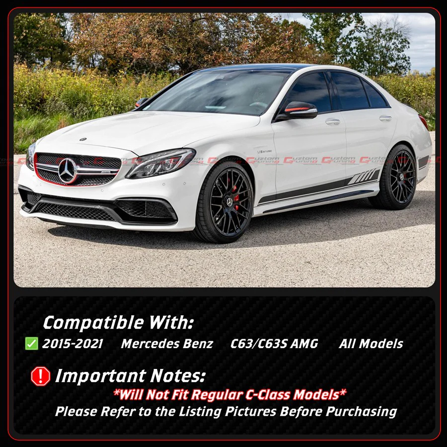 For 2015-2021 Benz W205 C63 AMG Carbon Fiber Front Bumper Air Duct Trim Replacement - Image 3