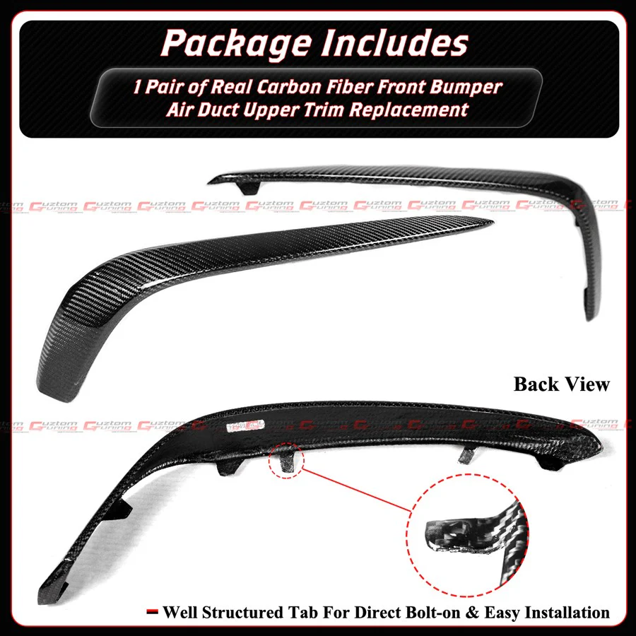 For 2015-2021 Benz W205 C63 AMG Carbon Fiber Front Bumper Air Duct Trim Replacement - Image 4