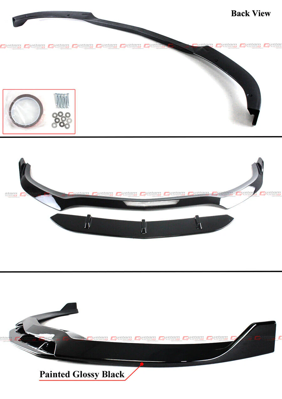 For 2015-2021 Mercedes W205 C-Class C63 AMG S Gloss Black Front Bumper Lip Splitter - Image 2