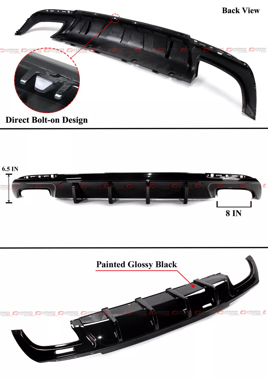 For 2015-2023 Chrysler 300 Gloss Black Shark Fin Rectangle Exhaust Rear Diffuser - Image 2