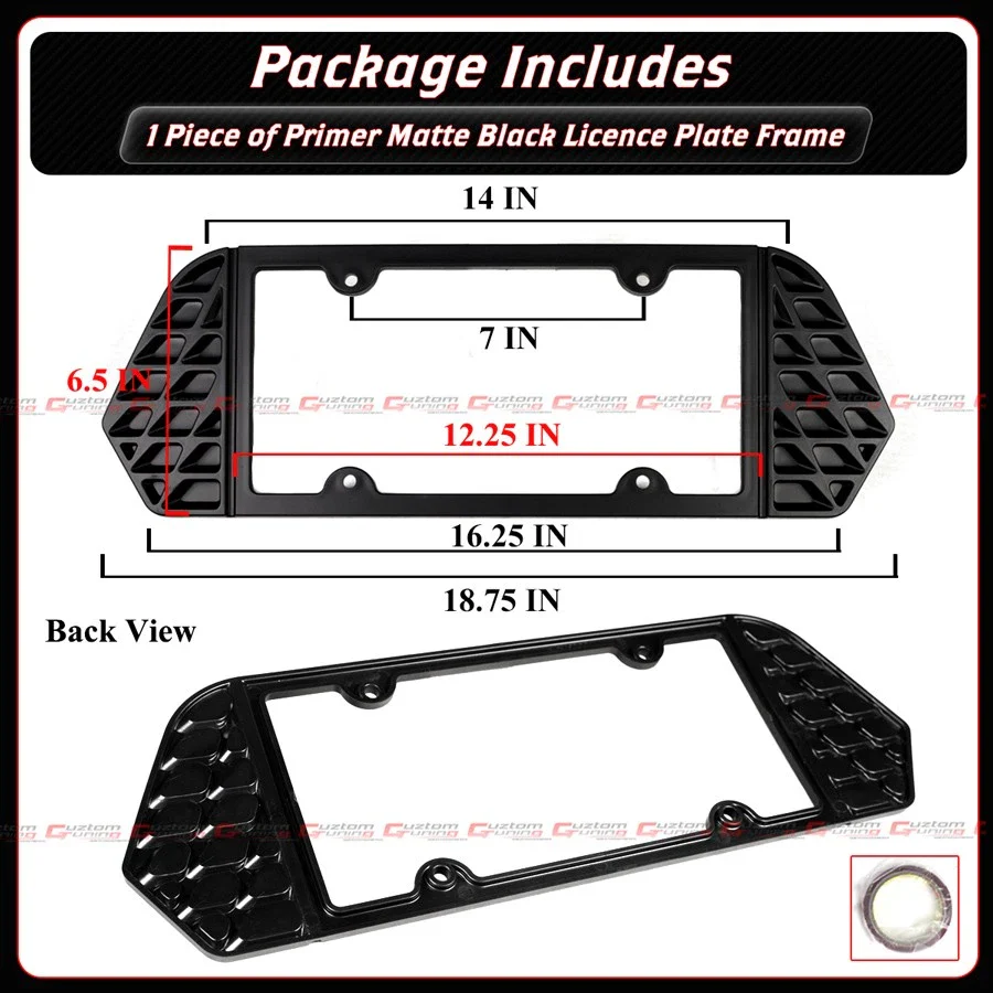 For 2015-2023 Dodge Challenger Matt Black Rear License Plate Frame Holder Panel - Image 2