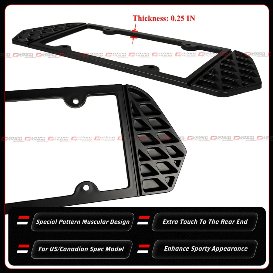 For 2015-2023 Dodge Challenger Matt Black Rear License Plate Frame Holder Panel - Image 3