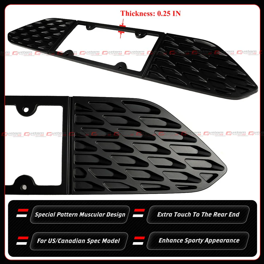 For 2015-2023 Ford Mustang S550 Matt Black Rear License Plate Frame Holder Panel - Image 5