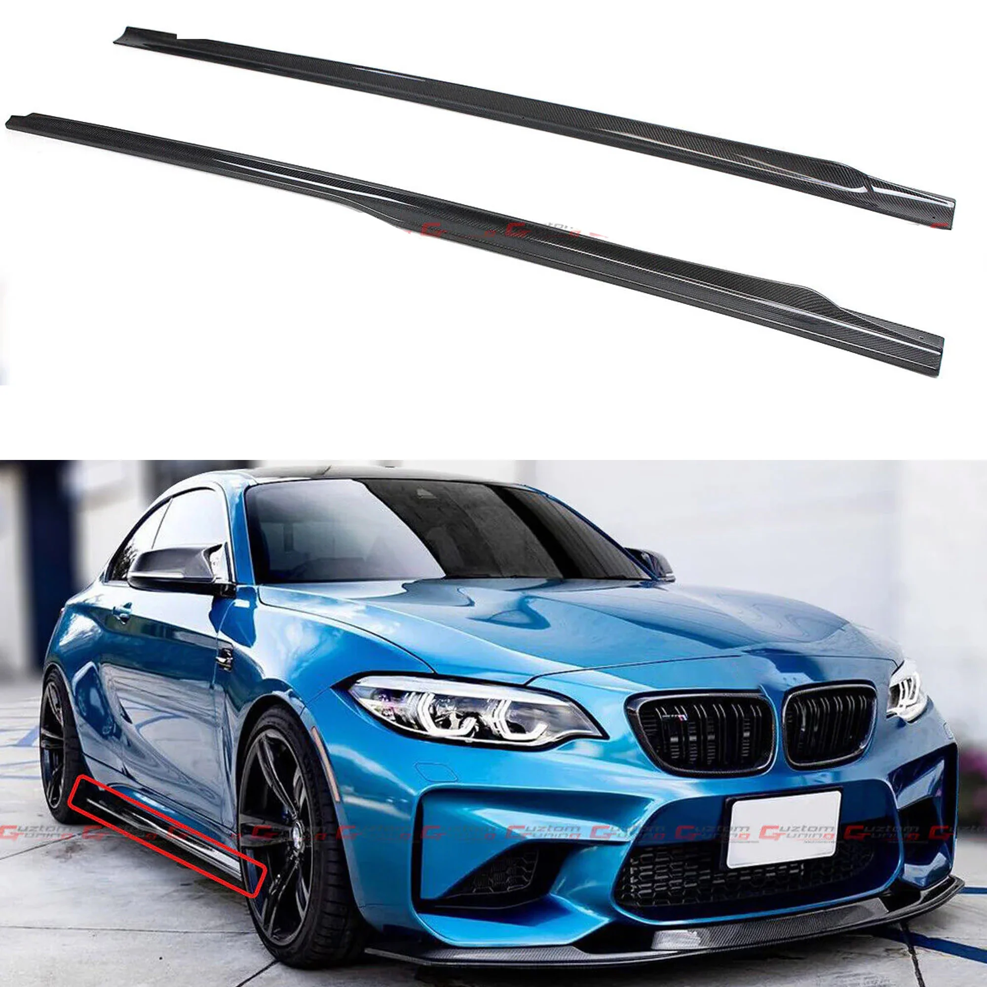 For 2016-2021 BMW F87 M2 M2C Carbon Fiber Side Skirt Extension Splitter