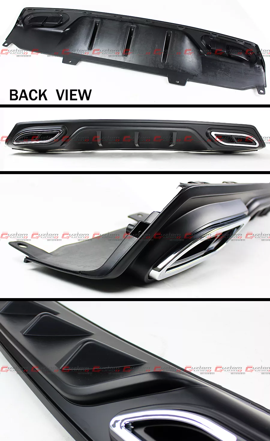 For 2016-2021 Honda Civic Sedan Shark Fin Rear Bumper Diffuser W/ Decorative Exhaust Tip - Image 2
