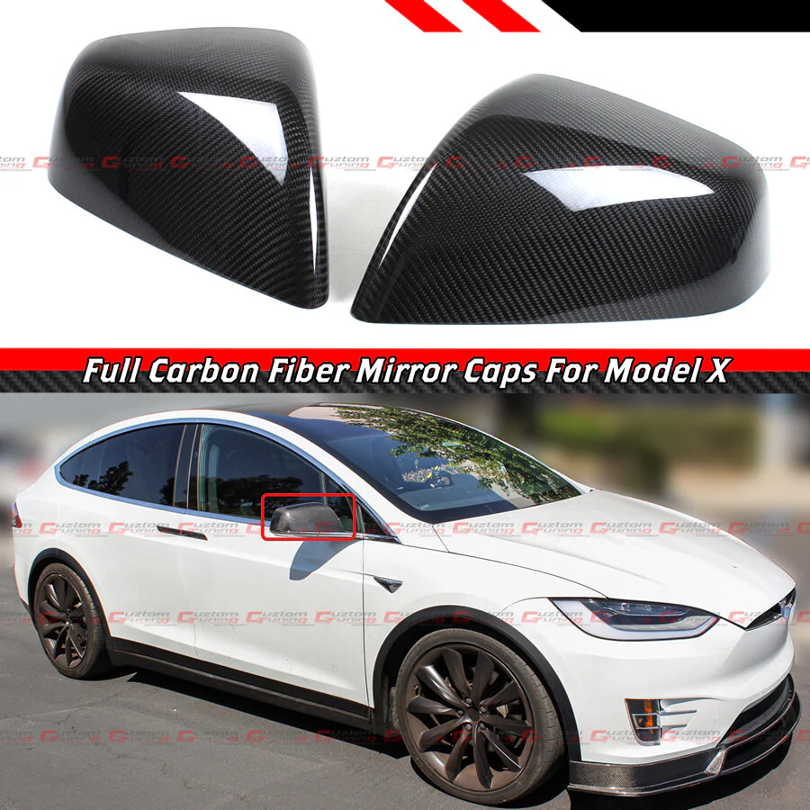 For 2016-2025 Tesla Model X Direct Add-on Real Carbon Fiber Side Mirror Covers Cap - Image 2