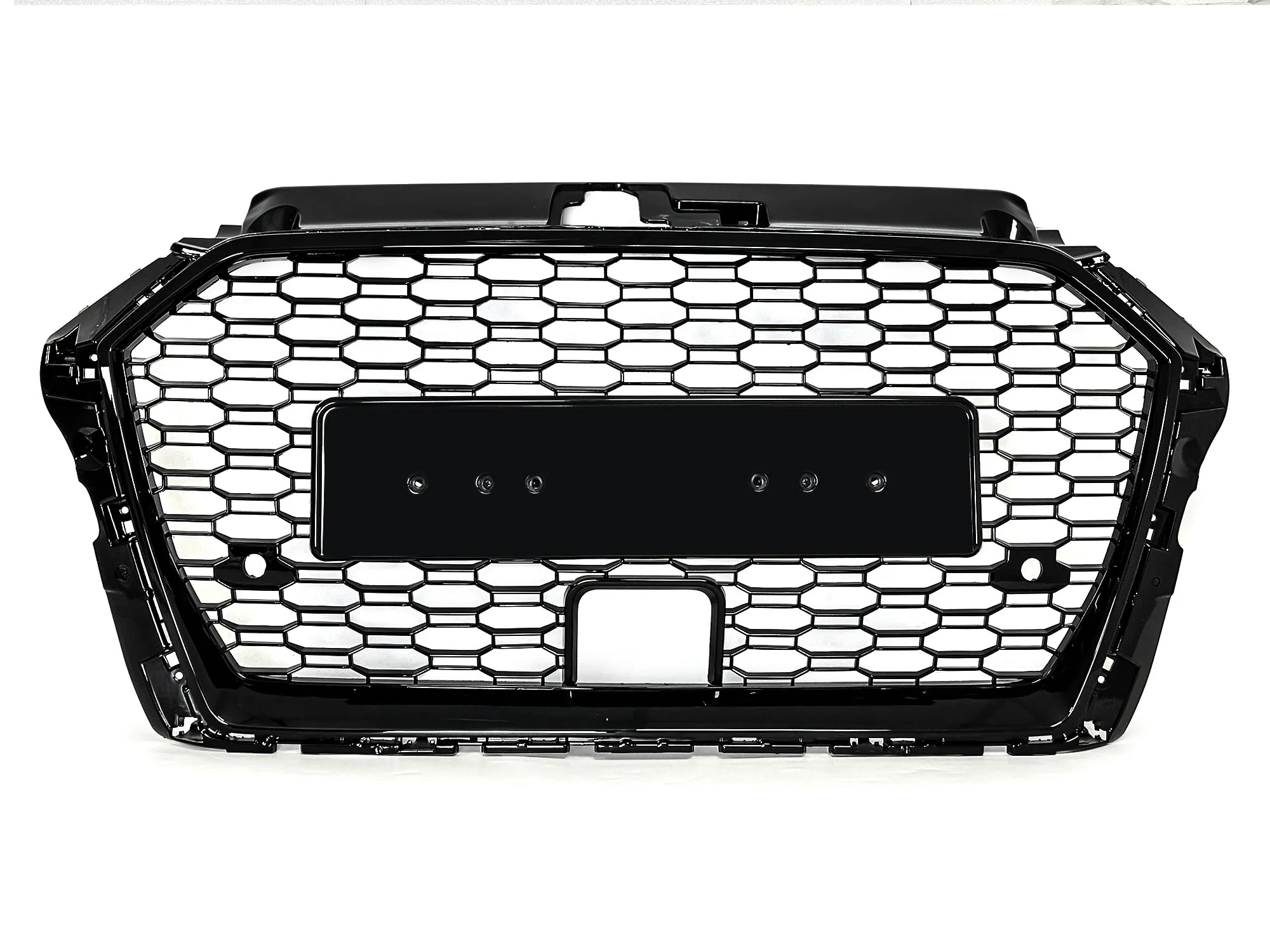 For 2017-2020 Audi A3 8V RS3 Style Front Honeycomb Mesh Grille Gloss Black W/ACC - Image 4