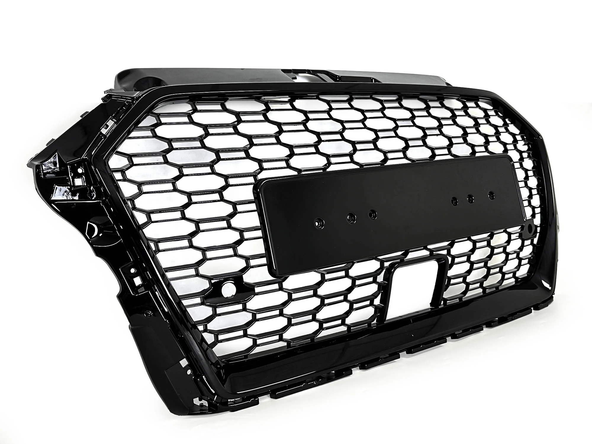 For 2017-2020 Audi A3 8V RS3 Style Front Honeycomb Mesh Grille Gloss Black W/ACC - Image 5