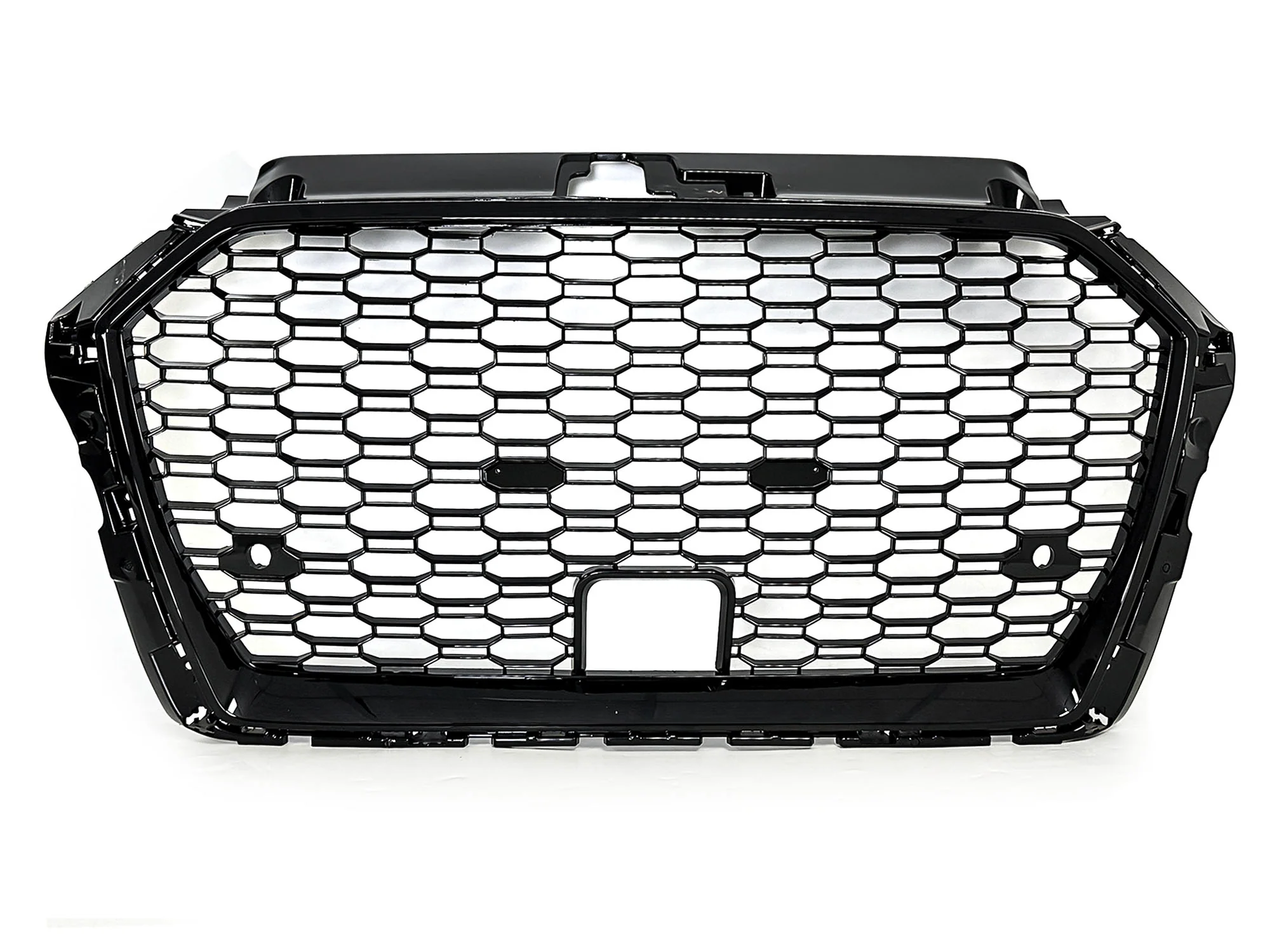 For 2017-2020 Audi A3 8V RS3 Style Front Honeycomb Mesh Grille Gloss Black W/ACC - Image 6