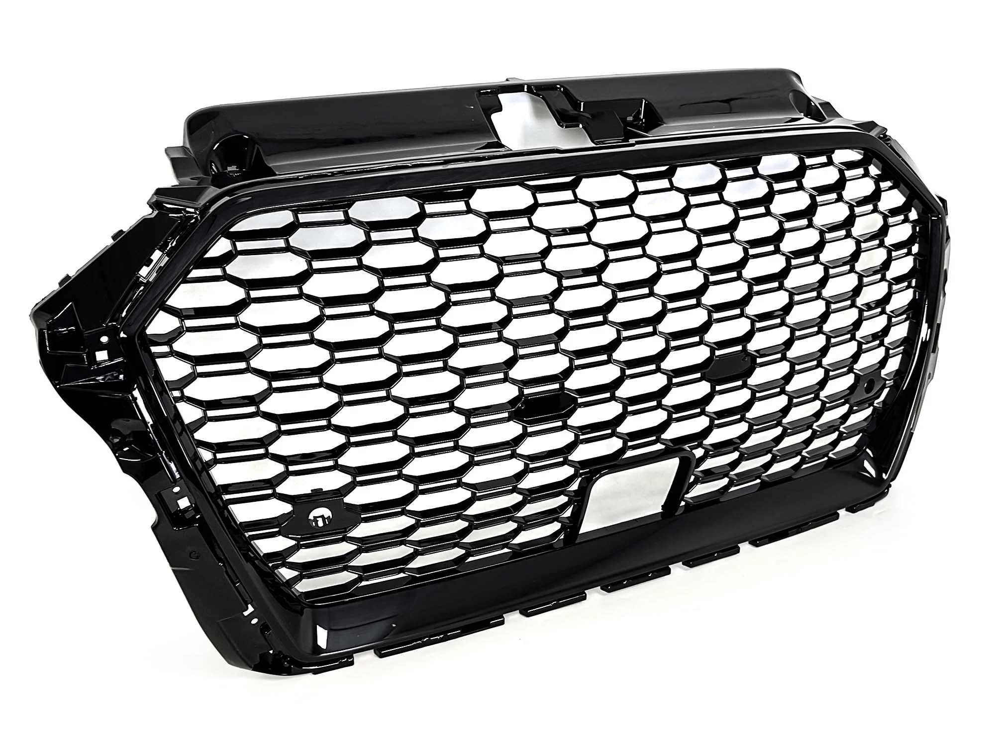For 2017-2020 Audi A3 8V RS3 Style Front Honeycomb Mesh Grille Gloss Black W/ACC - Image 7