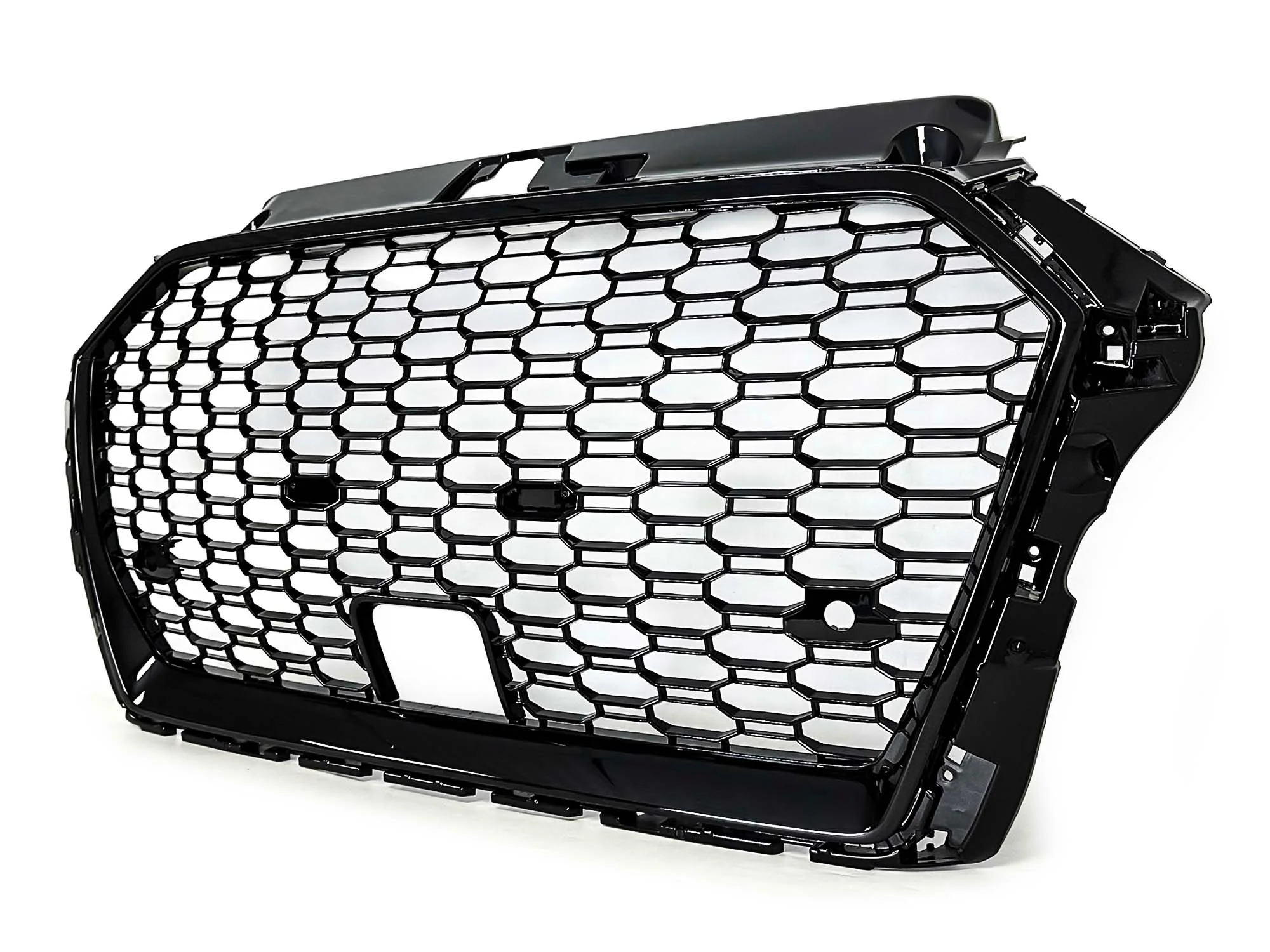 For 2017-2020 Audi A3 8V RS3 Style Front Honeycomb Mesh Grille Gloss Black W/ACC - Image 8