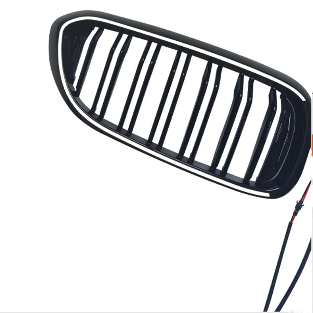 For 2017-2020 BMW 5 Series G30 Front Bumper Grille W/LED Lamp Gloss Black Double Line Kidney Grill - Image 3