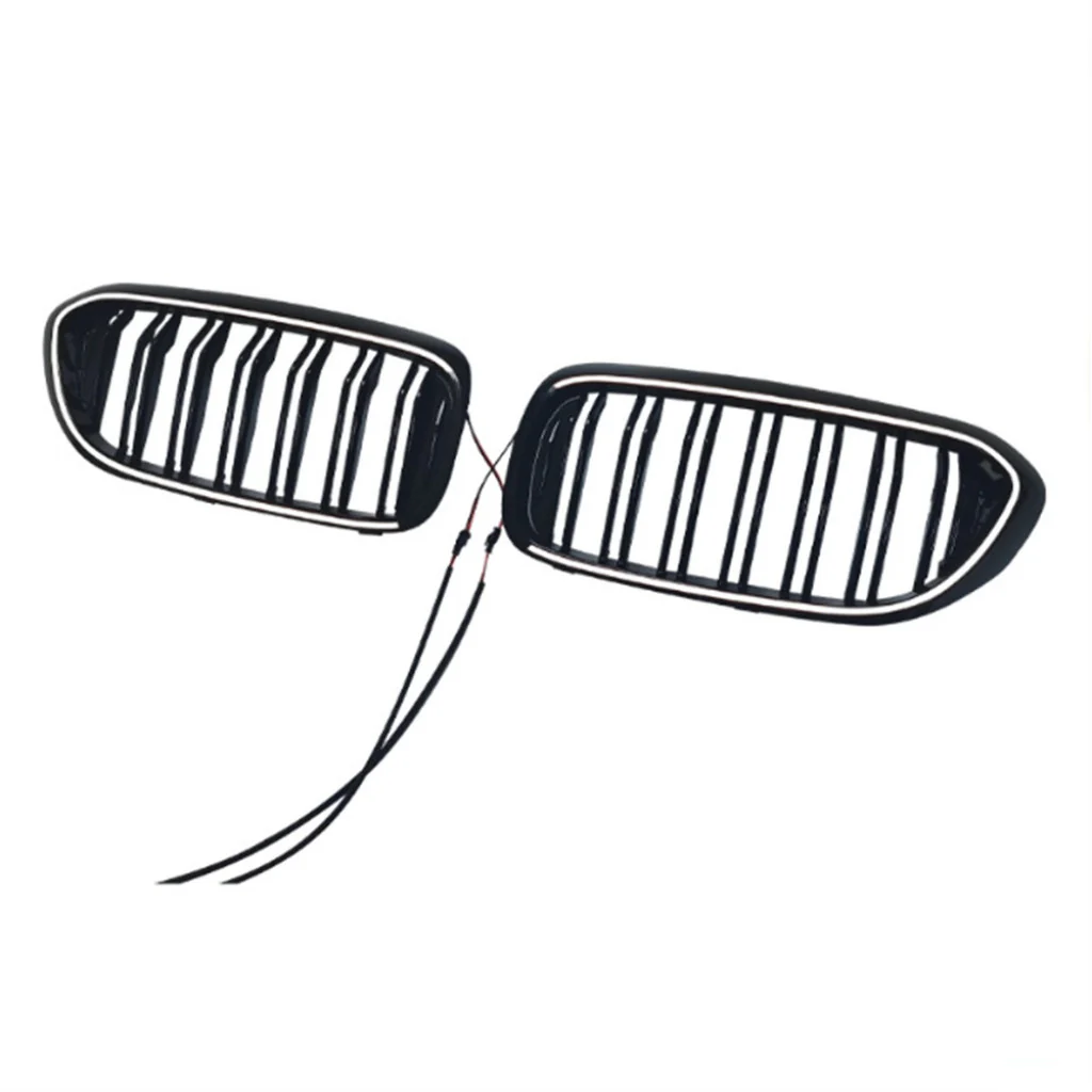 For 2017-2020 BMW 5 Series G30 Front Bumper Grille W/LED Lamp Gloss Black Double Line Kidney Grill - Image 4