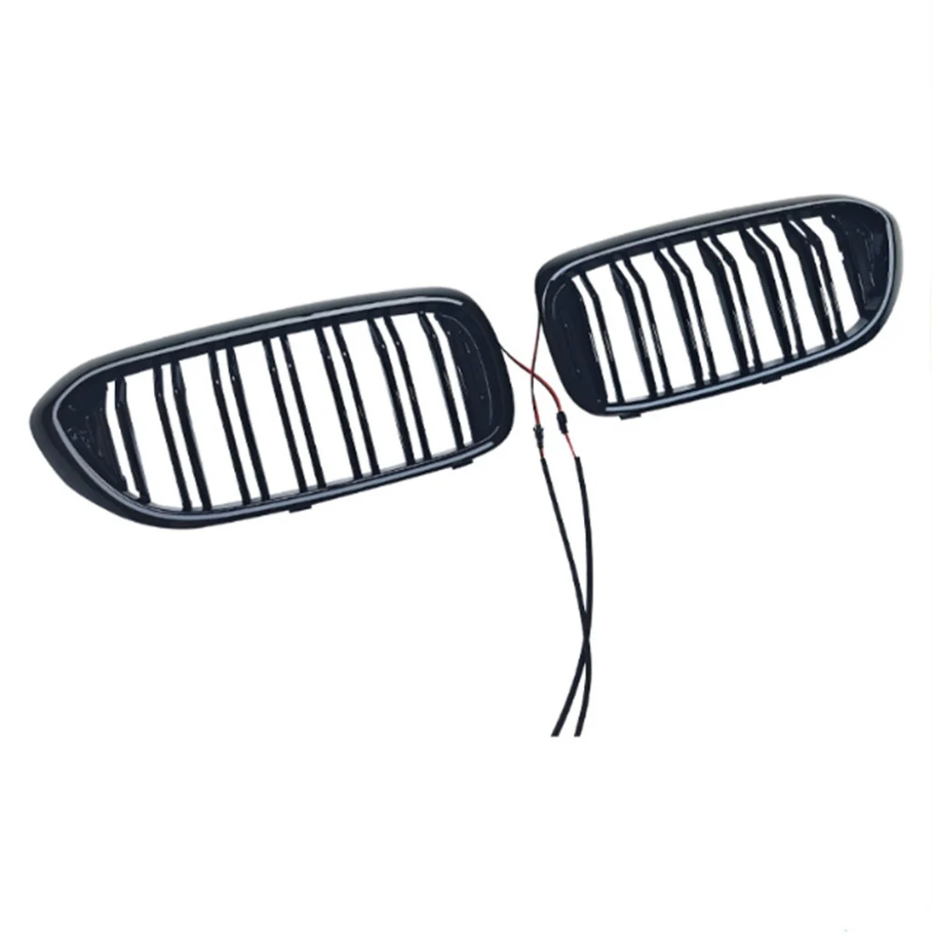 For 2017-2020 BMW 5 Series G30 Front Bumper Grille W/LED Lamp Gloss Black Double Line Kidney Grill - Image 5