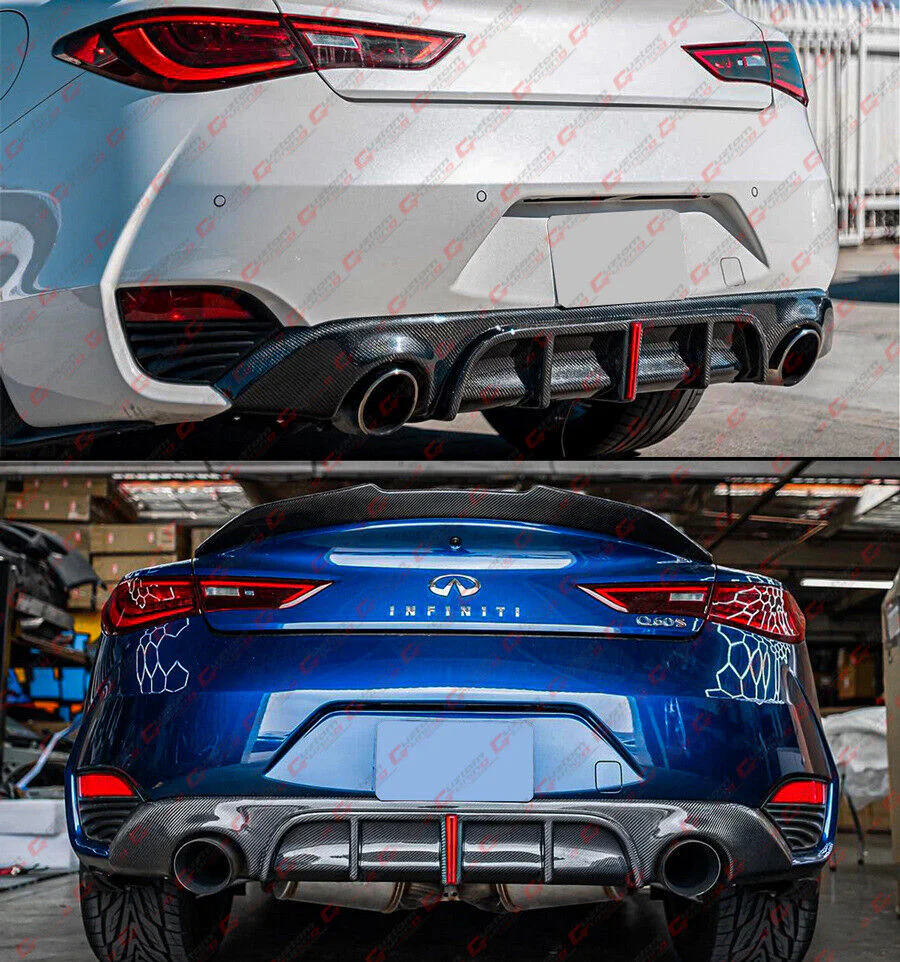For 2017-2022 Infiniti Q60 Carbon Fiber Rear Bumper Diffuser - Image 5