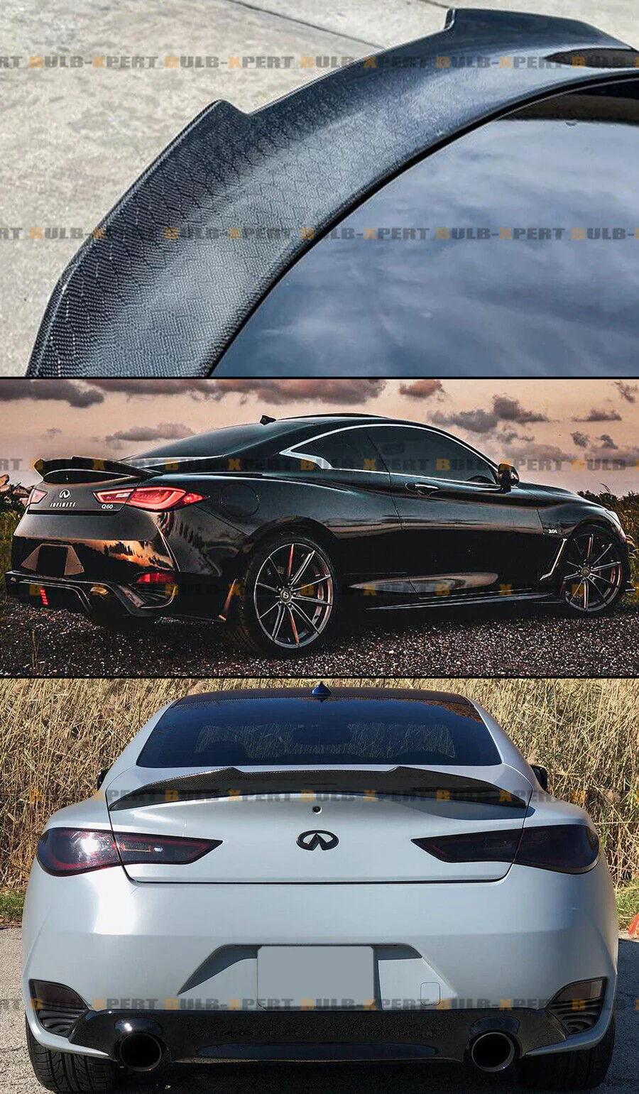 For 2017-2022 Infiniti Q60 Coupe Honeycomb Carbon Rear Trunk Duckbill Spoiler Lip - Image 4