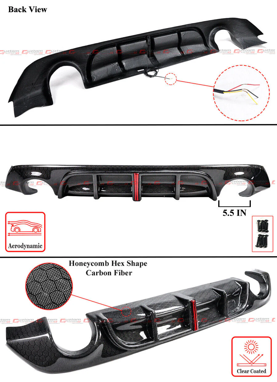 Carbon Fiber Honeycomb Rear Diffuser for 2017–2022 Infiniti Q60 - Image 2