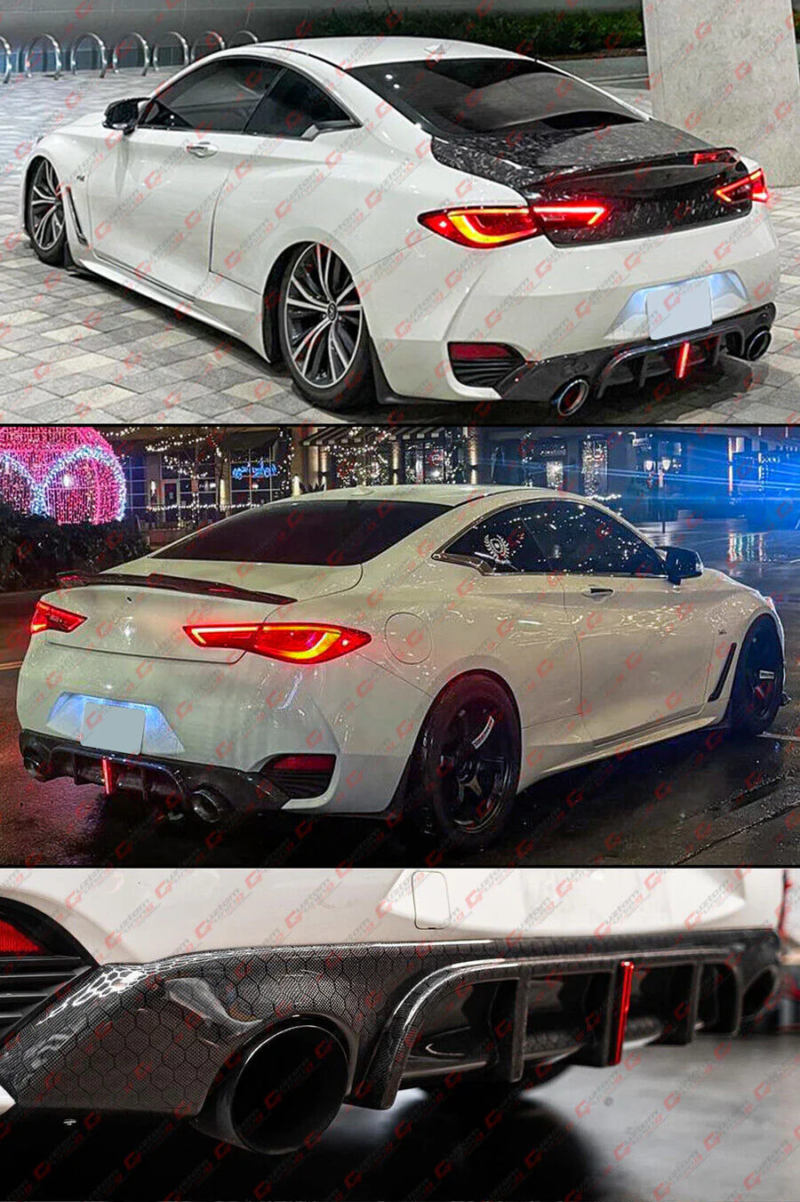 Carbon Fiber Honeycomb Rear Diffuser for 2017–2022 Infiniti Q60 - Image 4