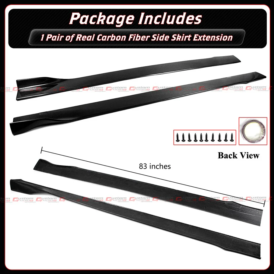 For 2017-2022 Infiniti Q60 Real Carbon Fiber Winglet Side Skirt Extension Splitter - Image 2