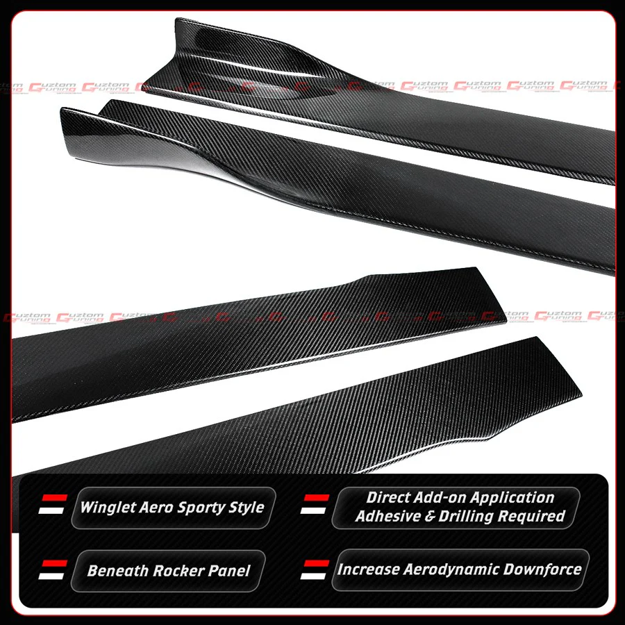 For 2017-2022 Infiniti Q60 Real Carbon Fiber Winglet Side Skirt Extension Splitter - Image 3