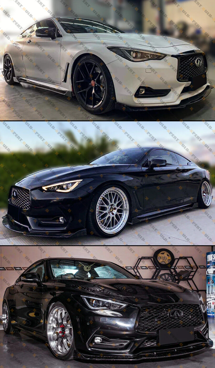 For 2017-2022 INFINITI Q60 Red Sport Front Bumper Lip Spoiler Splitter Black - Image 4