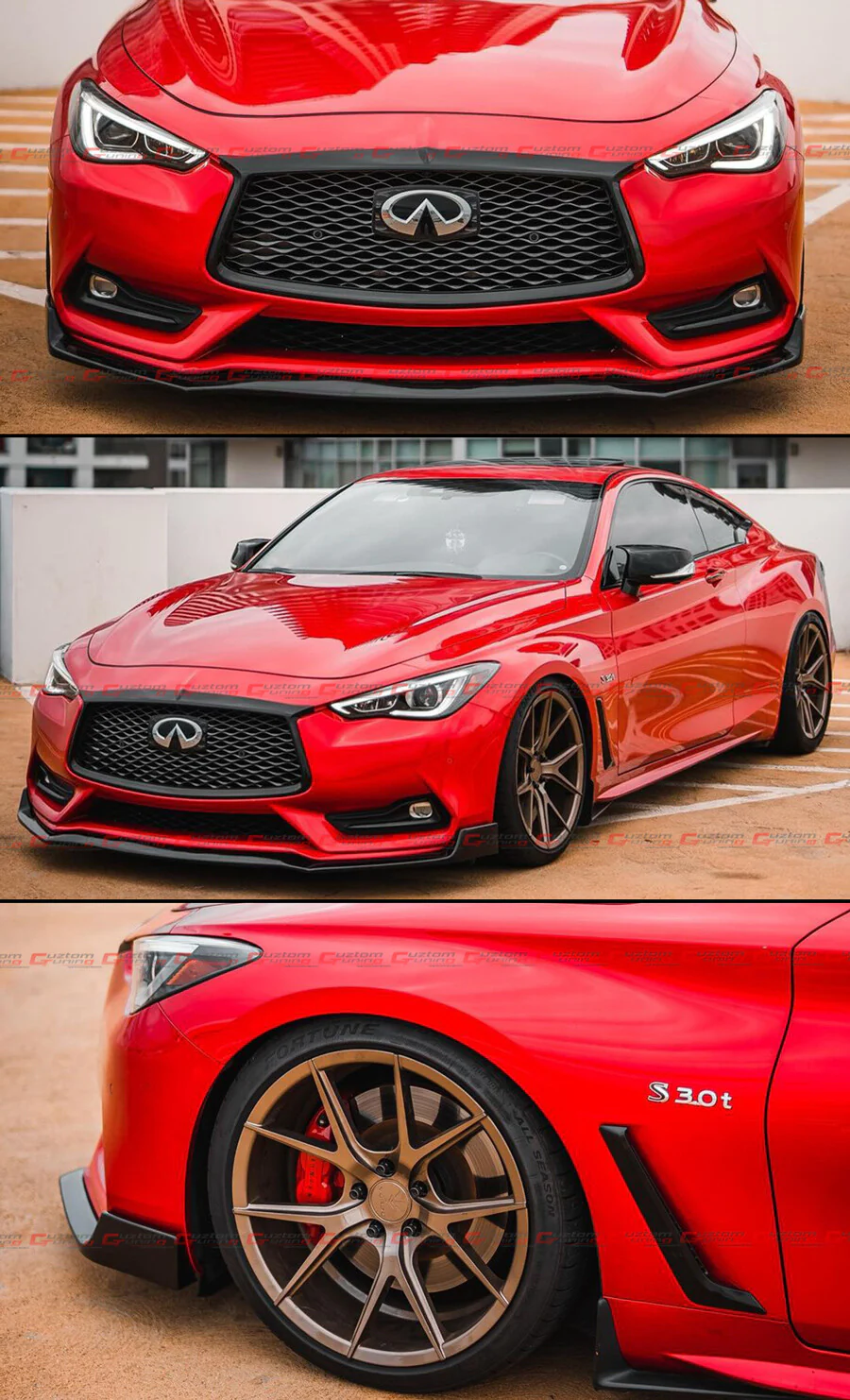 For 2017-2022 Infiniti Q60 V2 Matt Black Full Size 1Pc Front Bumper Lip Splitter - Image 5