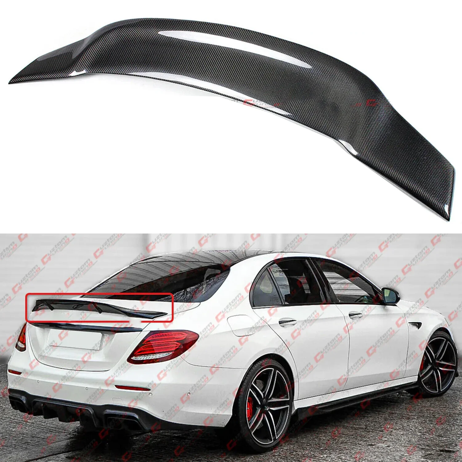 For 2017-2023 Mercedes E-Class W213 Sedan rEAL Carbon Fiber Rear Trunk Spoiler