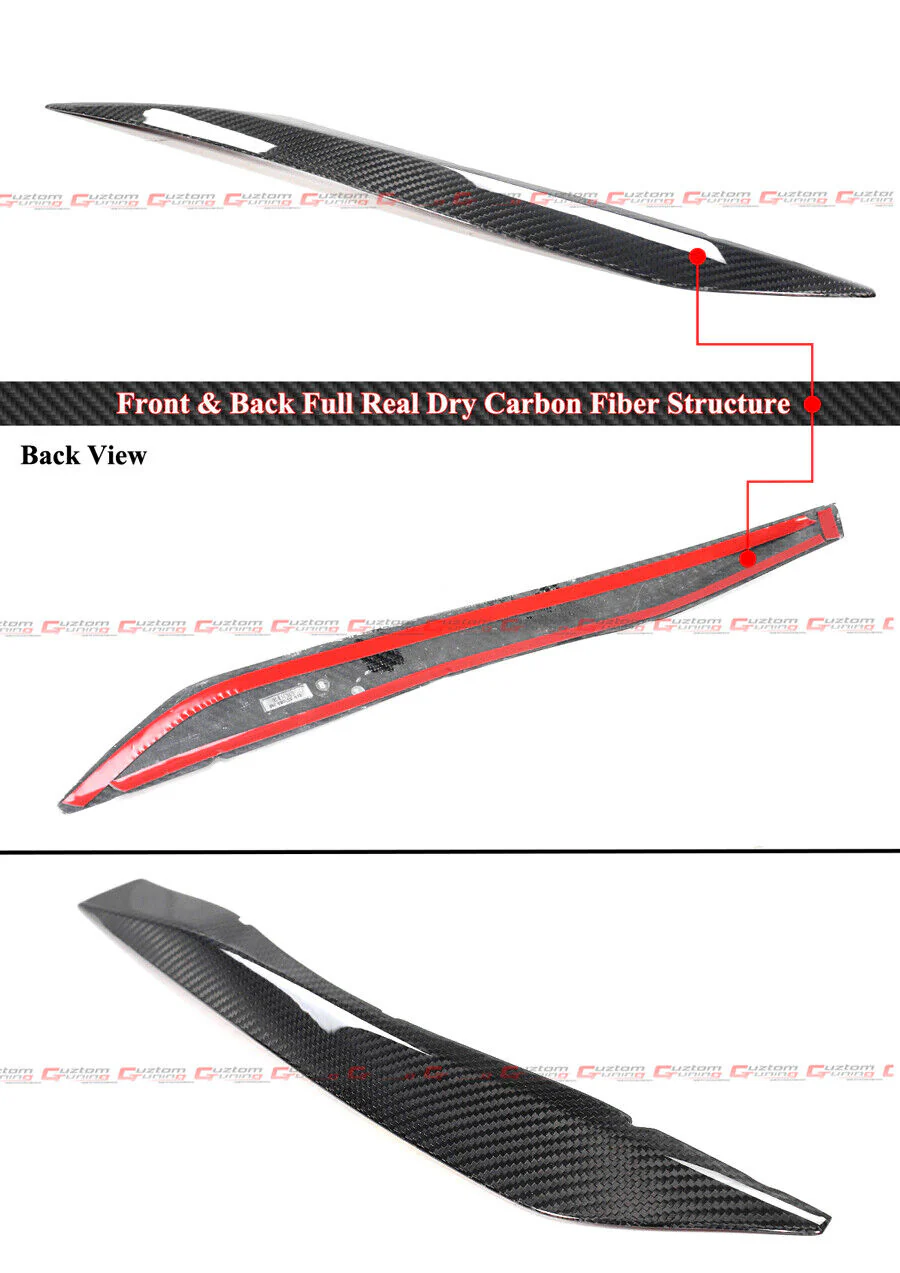 For 2017-2024 Audi A5 S5 RS5 Real Carbon Fiber Headlight Eyelid Cover Trim Eyebrow - Image 2