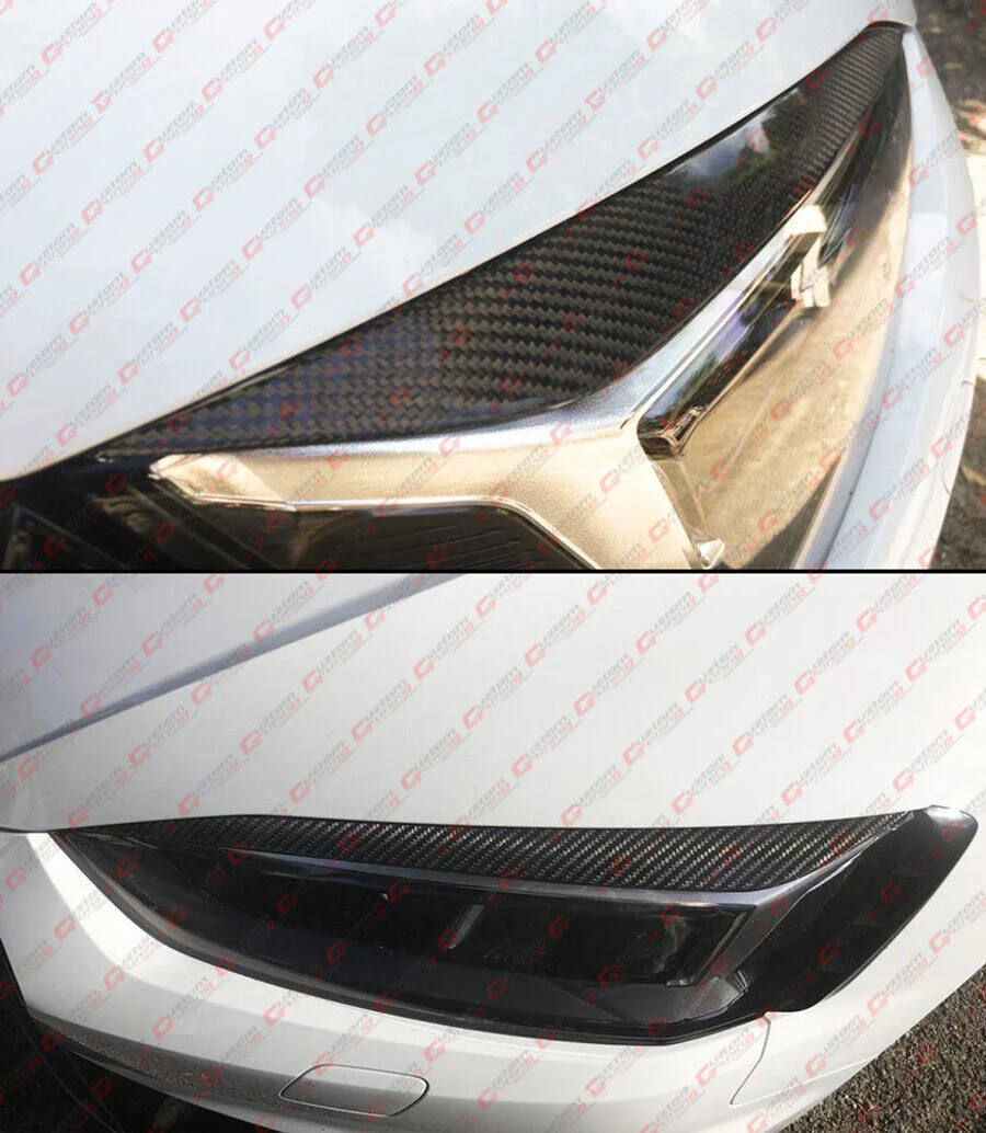 For 2017-2024 Audi A5 S5 RS5 Real Carbon Fiber Headlight Eyelid Cover Trim Eyebrow - Image 4