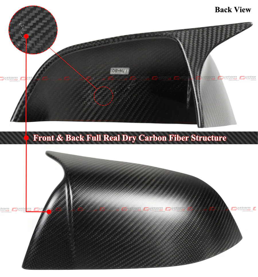 For 2017-2025 Tesla Model 3 Direct Add-On Dry Matt Carbon Fiber M Style Side Mirror Covers Caps - Image 3