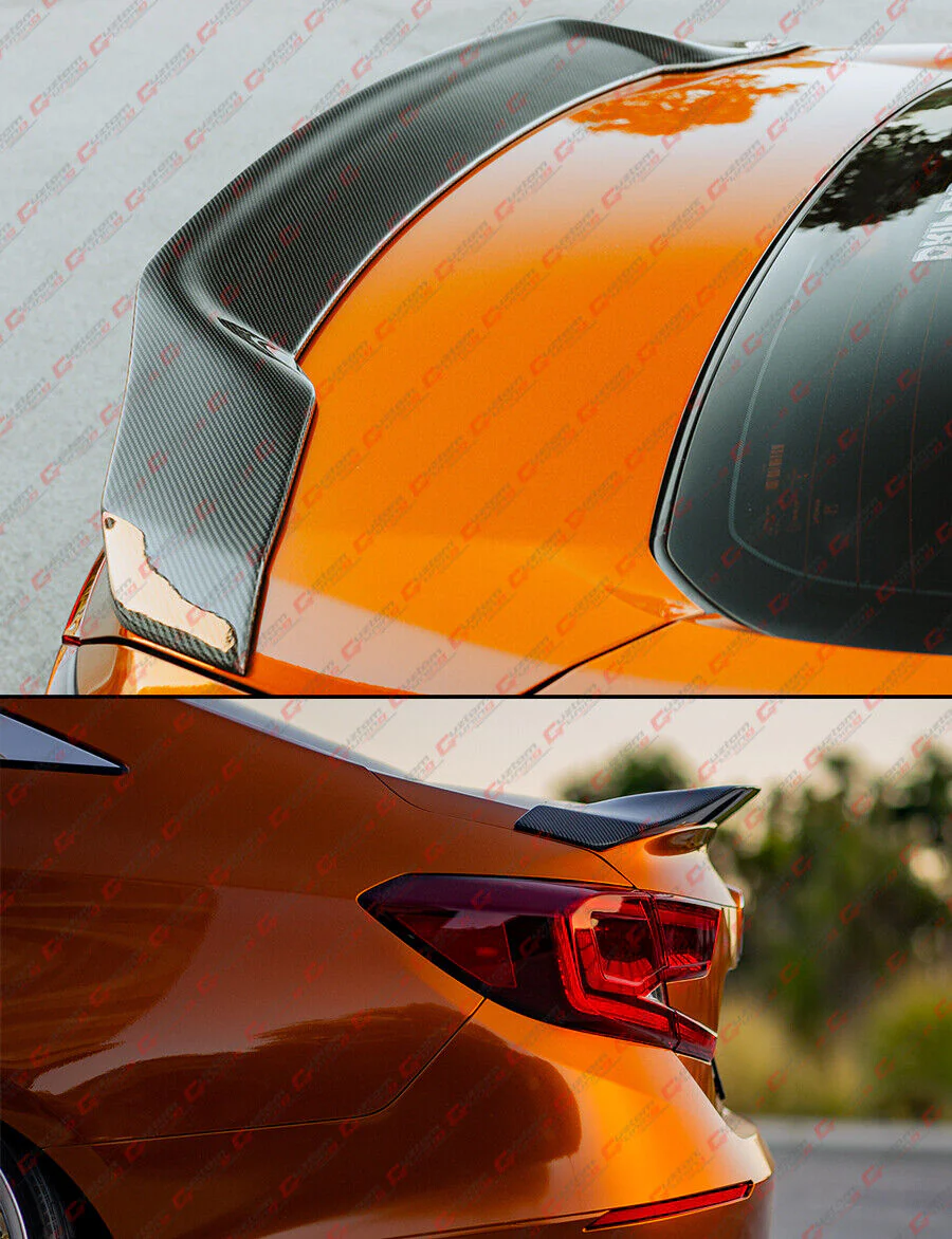 For 2018-2022 Honda Accord R-Style Real Carbon Fiber Rear Trunk Highkick Spoiler Wing - Image 4