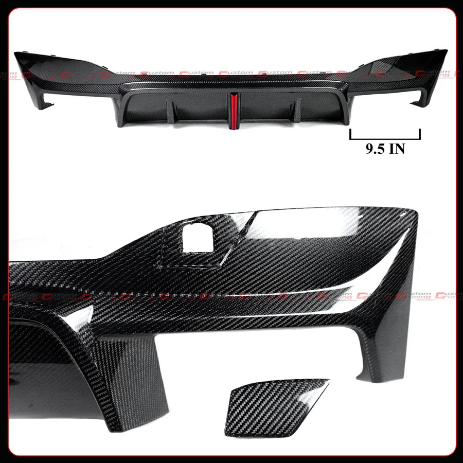 For 2018-2023 BMW F90 M5 CTM LED Real Carbon Fiber Rear Bumper Diffuser + Extension - Image 4