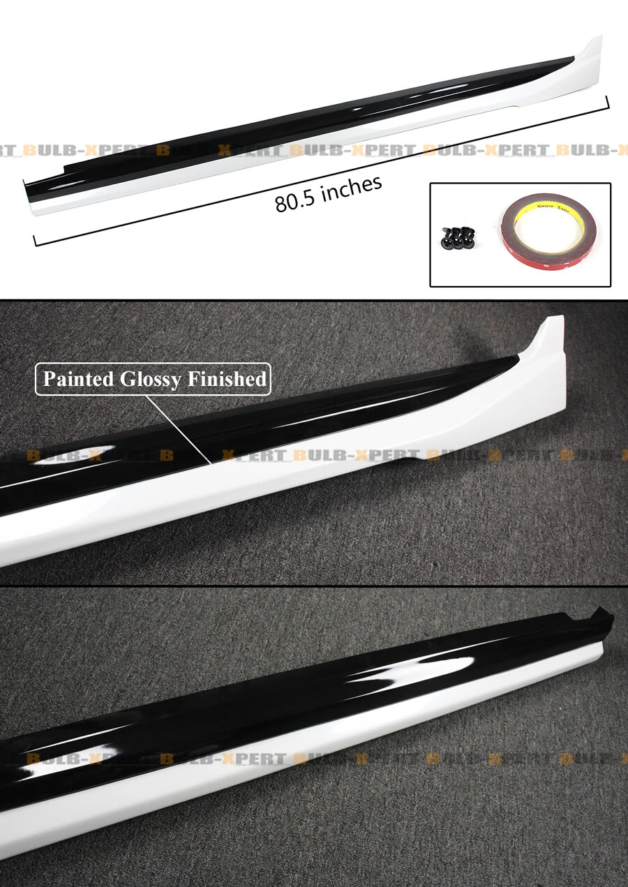 For 2018-2024 Toyota 8th Gen Camry Yofer Pearl White Black 2 Tone Side Skirt Extension - Image 3
