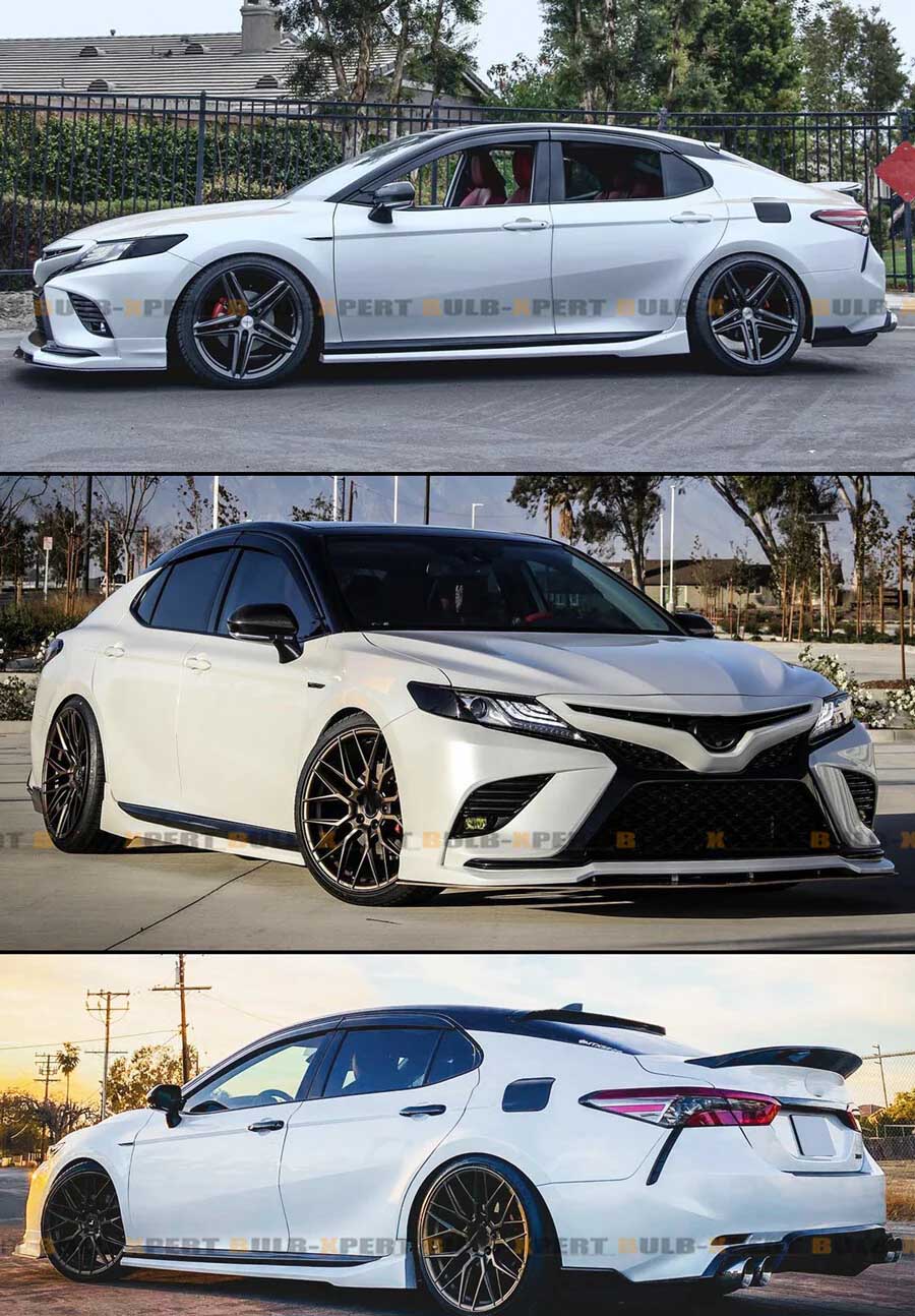 For 2018-2024 Toyota 8th Gen Camry Yofer Pearl White Black 2 Tone Side Skirt Extension - Image 5