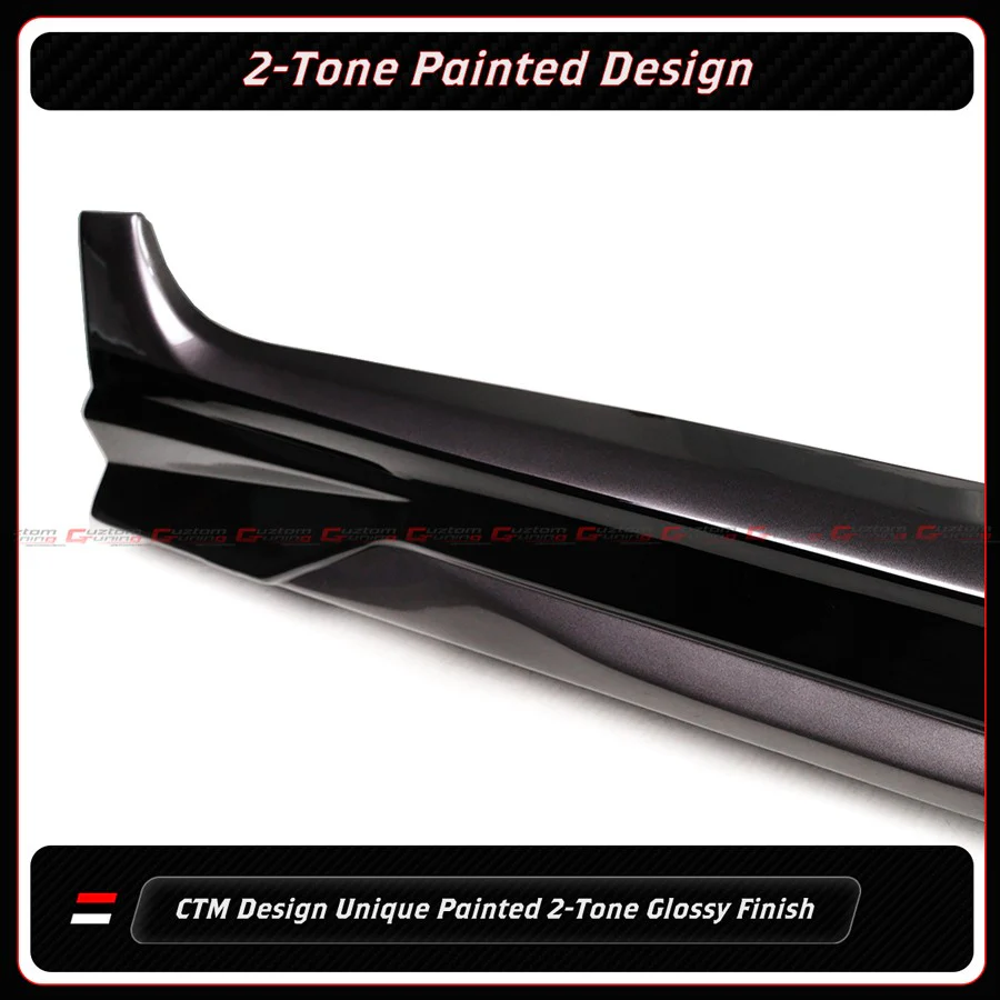 For 2018-2024 Toyota Camry CTM Predawn Gray Mica Black 2-Toned Side Skirt Extension - Image 7
