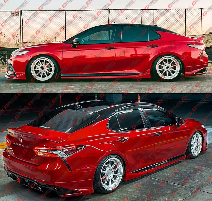 For 2018-2024 Toyota Camry Yofer Supersonic Red Black 2 Tone Side Skirt Extension - Image 10
