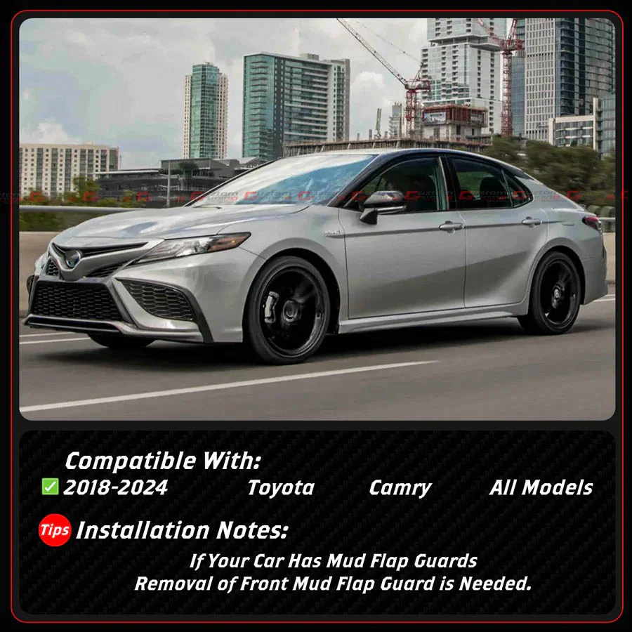 For 2018-2024 Toyota Camry Yofer Supersonic Red Black 2 Tone Side Skirt Extension - Image 2