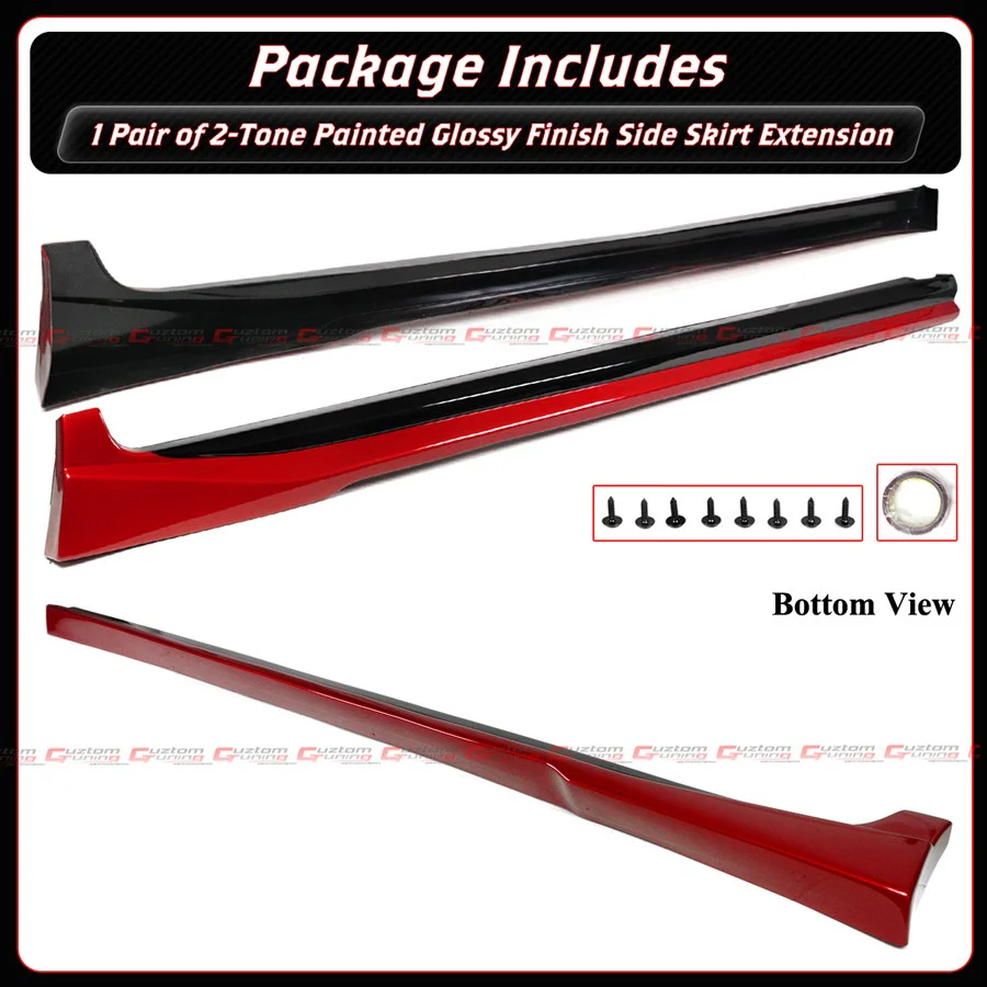 For 2018-2024 Toyota Camry Yofer Supersonic Red Black 2 Tone Side Skirt Extension - Image 5
