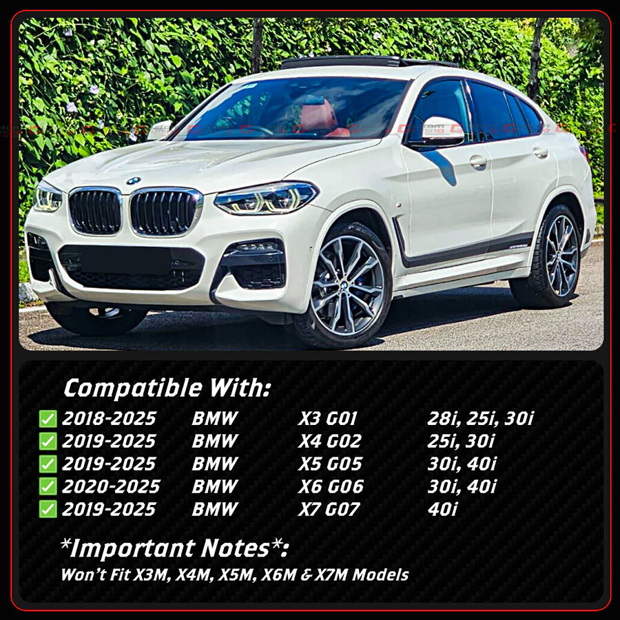 For 2018-2025 BMW G05 X5 X6 X3 X4 X7 M Style Gloss Black Mirror Cover Caps Overlay - Image 3