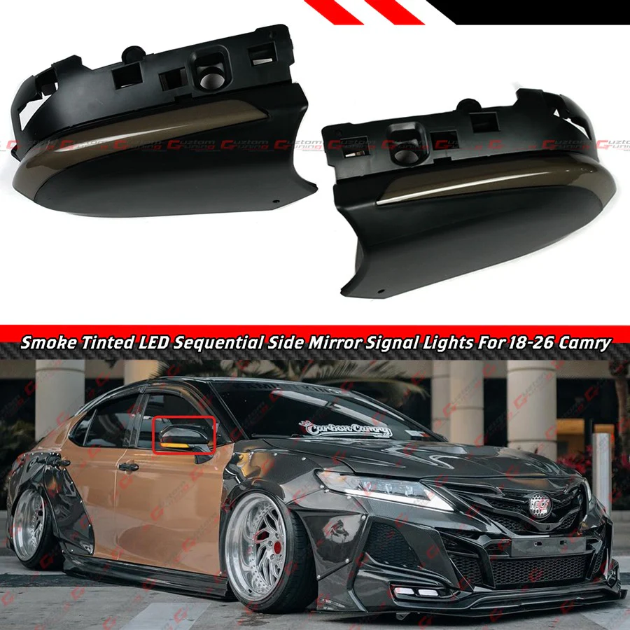For 2018-2026 Toyota Camry Side Mirror Smoke LED Sequential Turn Signal Light Lamp - Image 2
